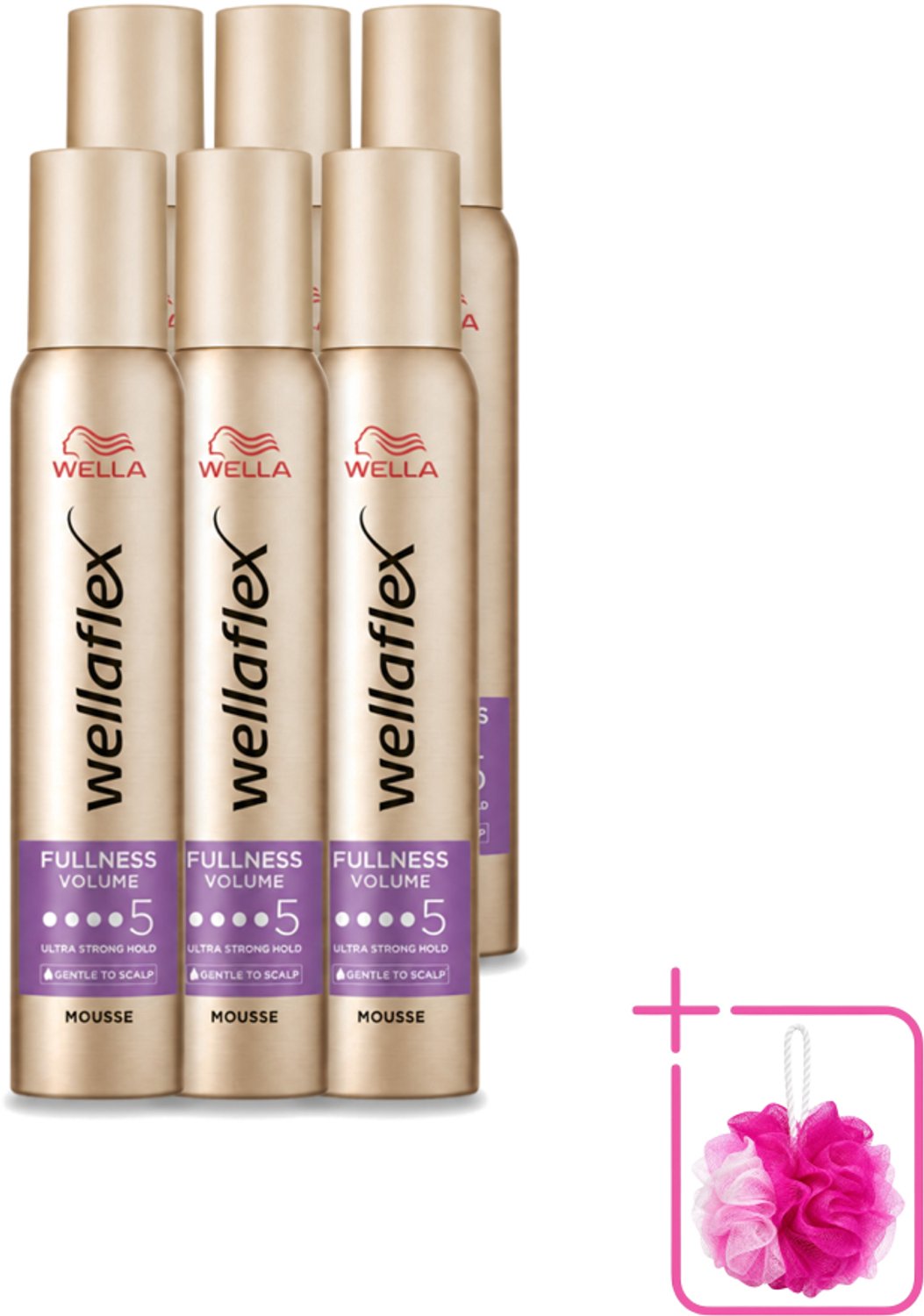 6 x Wella – Flex Fullness Volume Ultra Strong – Haarmousse – 200 ml - Bulkverpakking - Haarmousse - Douchemop - Volume