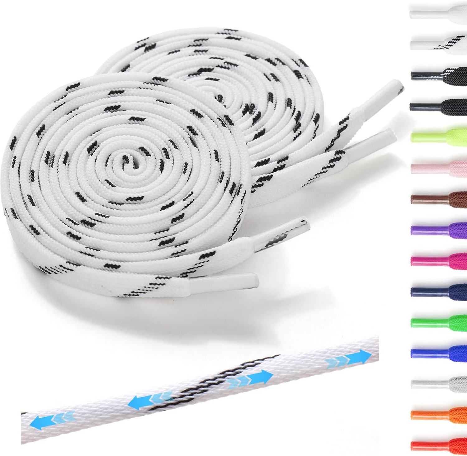 2 paar elastische schoenveters, plat - elastische schoenveters zonder strik voor kinderen en volwassenen, 7 mm breed, rubberen schoenveter