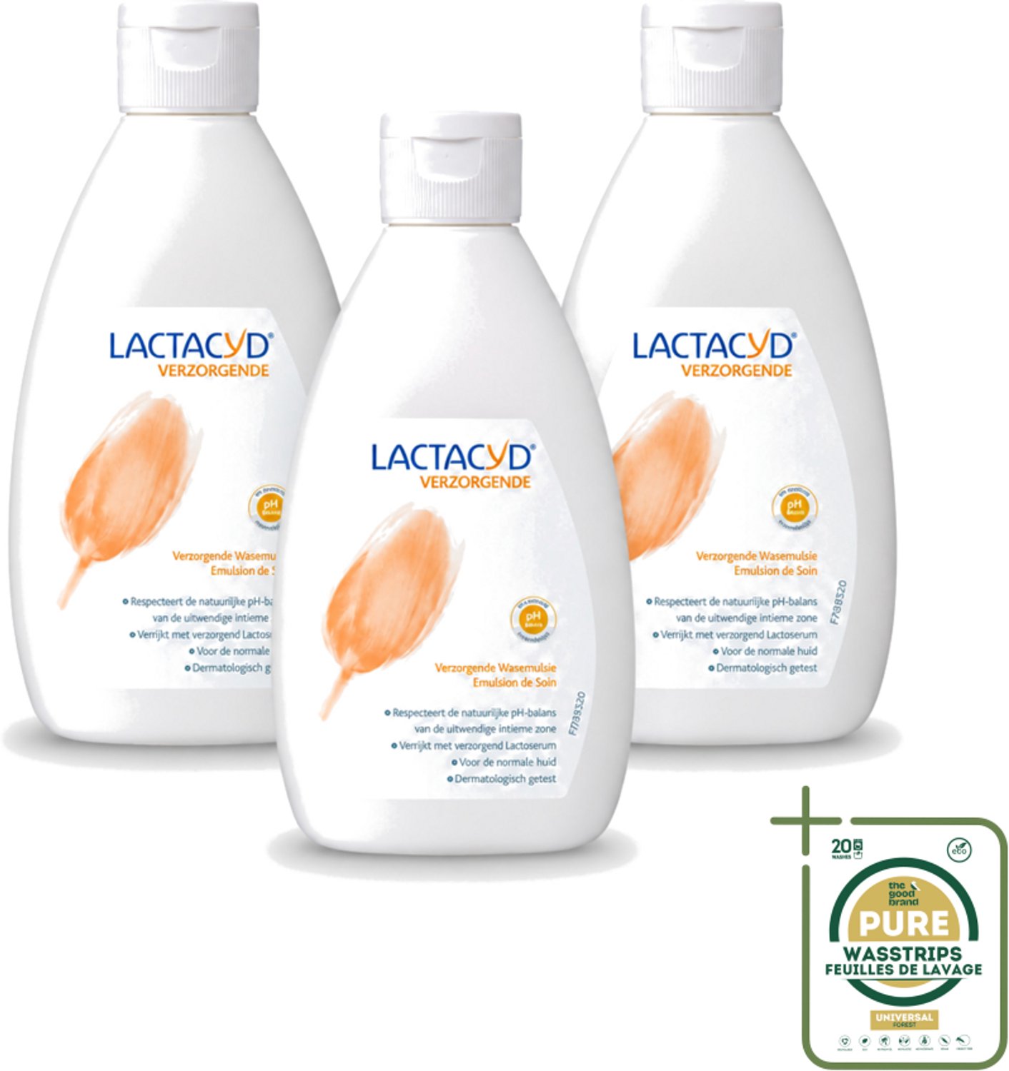 3 x Lactacyd – Verzorgende Wasemulsie – pH-vriendelijk – 300 ml - Wasstrips - Intieme Wasemulsie - Verzorgende Wasemulsie - PH-vriendelijk - Melkzuur - Lactoserum