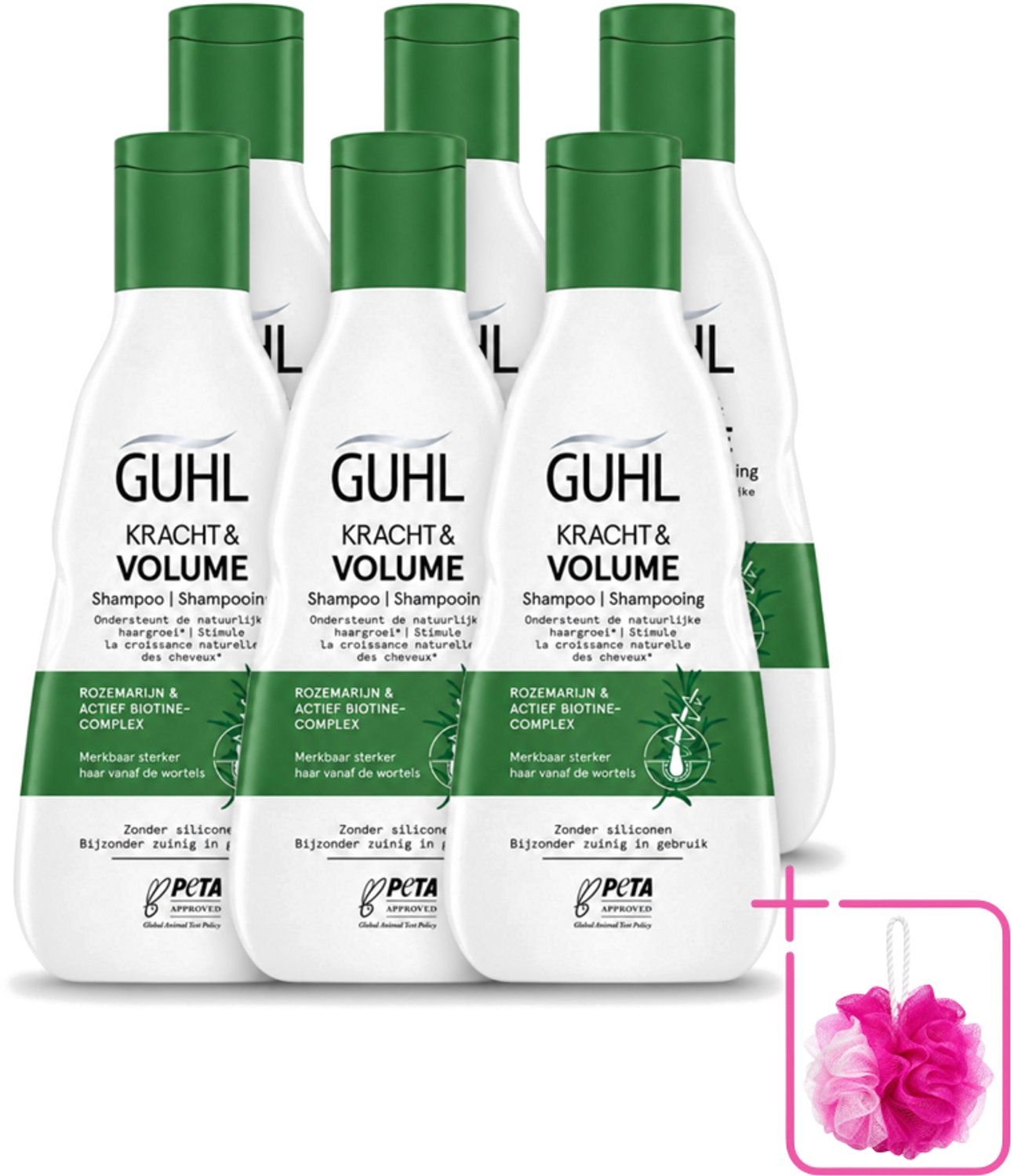 6 x Guhl – Shampoo – Kracht & Volume – 250 ml - Bulkverpakking - Krachtige shampoo - Douchemop - Volume shampoo