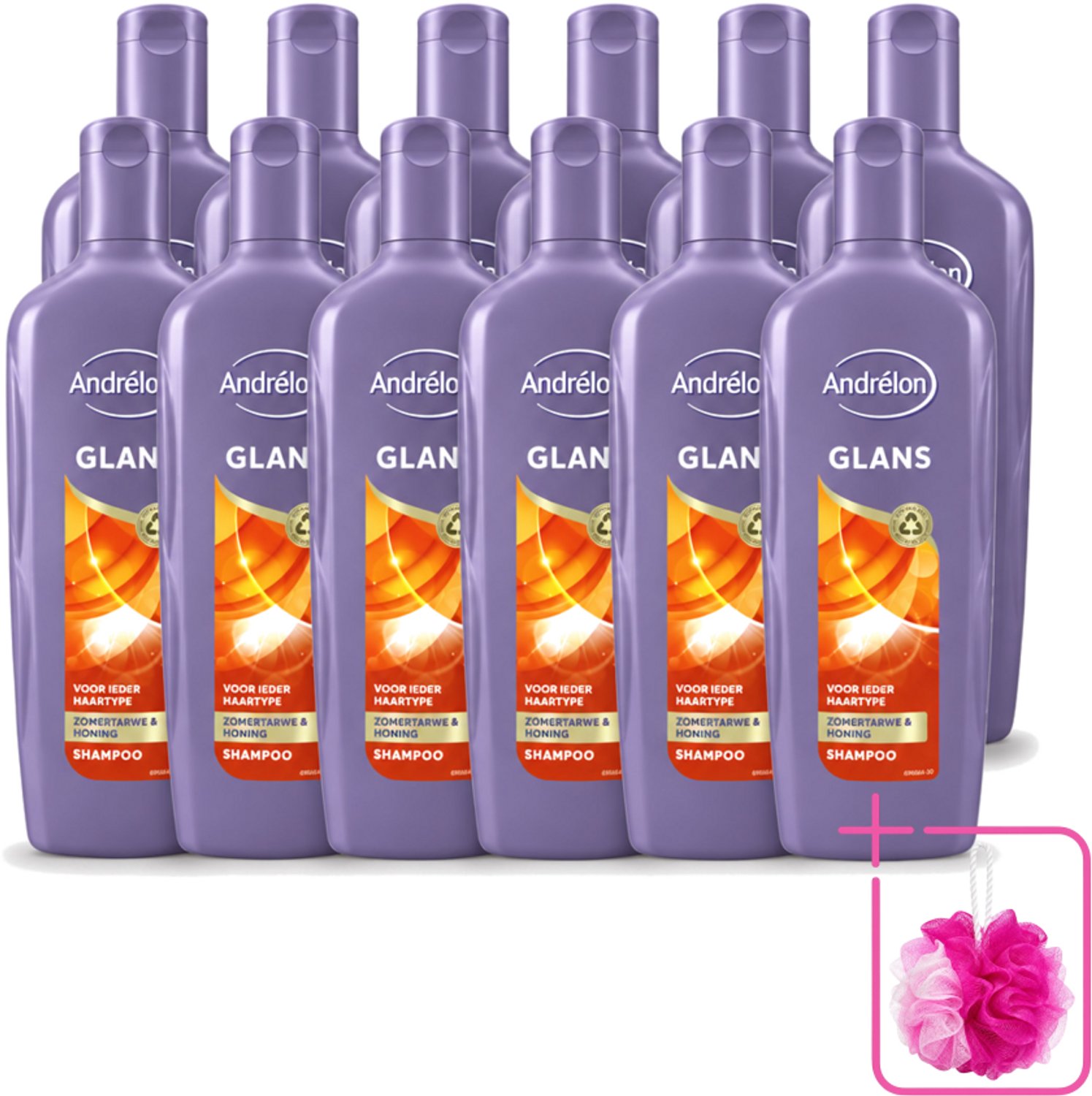 12 x Andrélon - Glans - Shampoo - 300 ml - Bulkverpakking - Glans haar - Douchemop - Natuurlijke glans