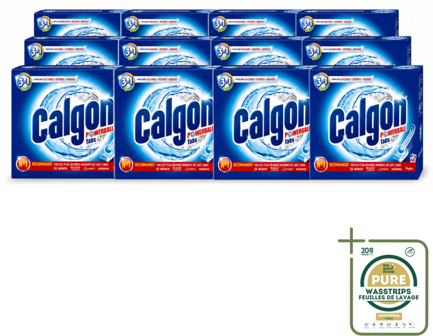 12 x Calgon - 3in1 Tabletten - 48 tabletten - Wasmachine Bescherming - Kalkaanslag Voorkomen - Vuilresten Verwijderen - Nare Geuren Bestrijden - Wasmachine Hygiëne