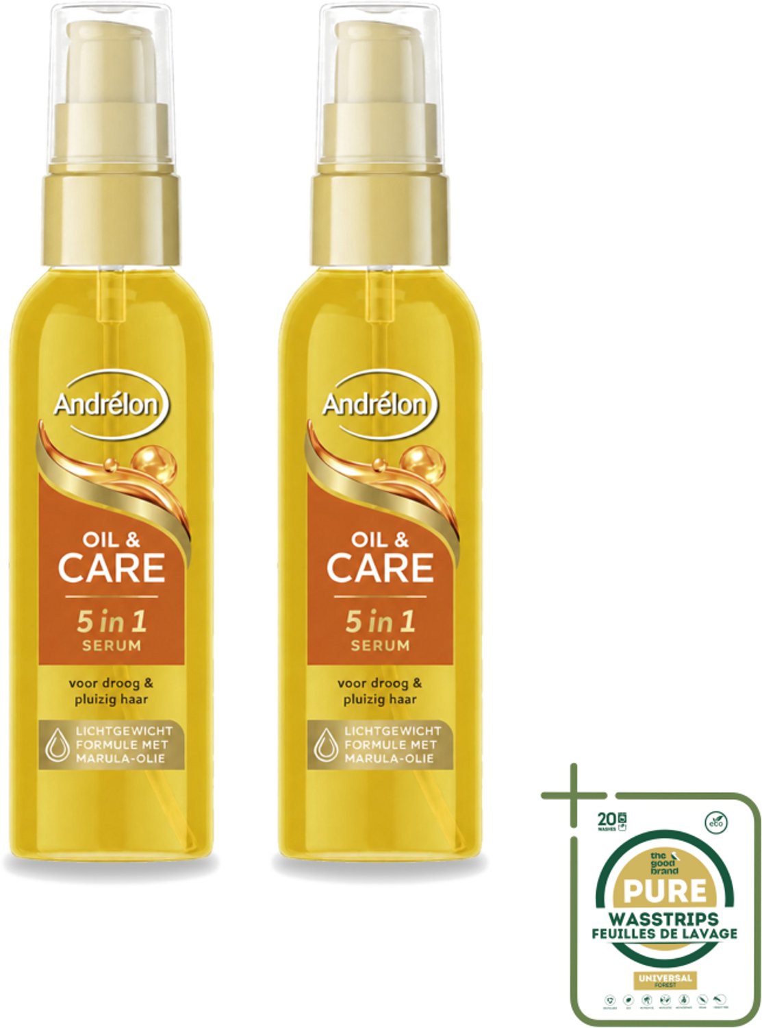 2 x Andrélon – Haarserum – Oil & Care – 75 ml - Wasstrips - Haarserum - Pluisbestrijding - Glansgeven - Haarverzorging - Haarontwarming