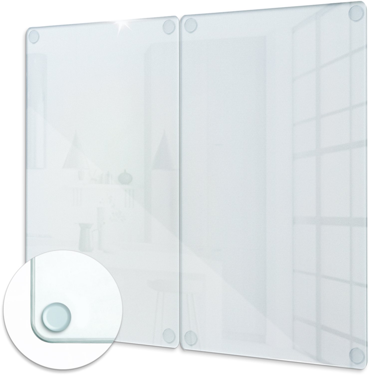 WallMuralia - Transparante Glazen Keukenplaat - Set van 2 Platen - 2x30x52 cm - Keukenbescherming van Glas - Werkbladbescherming