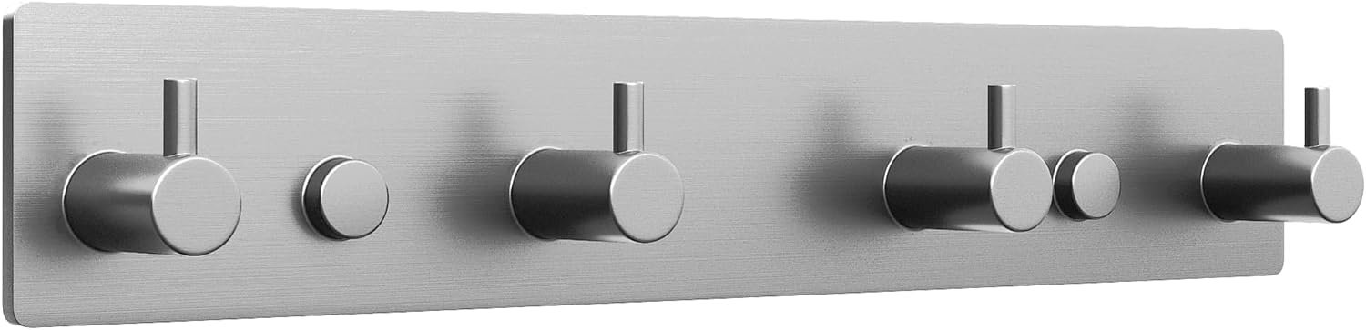 EAVY Wall coat rack made of stainless steel with 4 hooks, 25 cm, Wall mount - ShopVlot