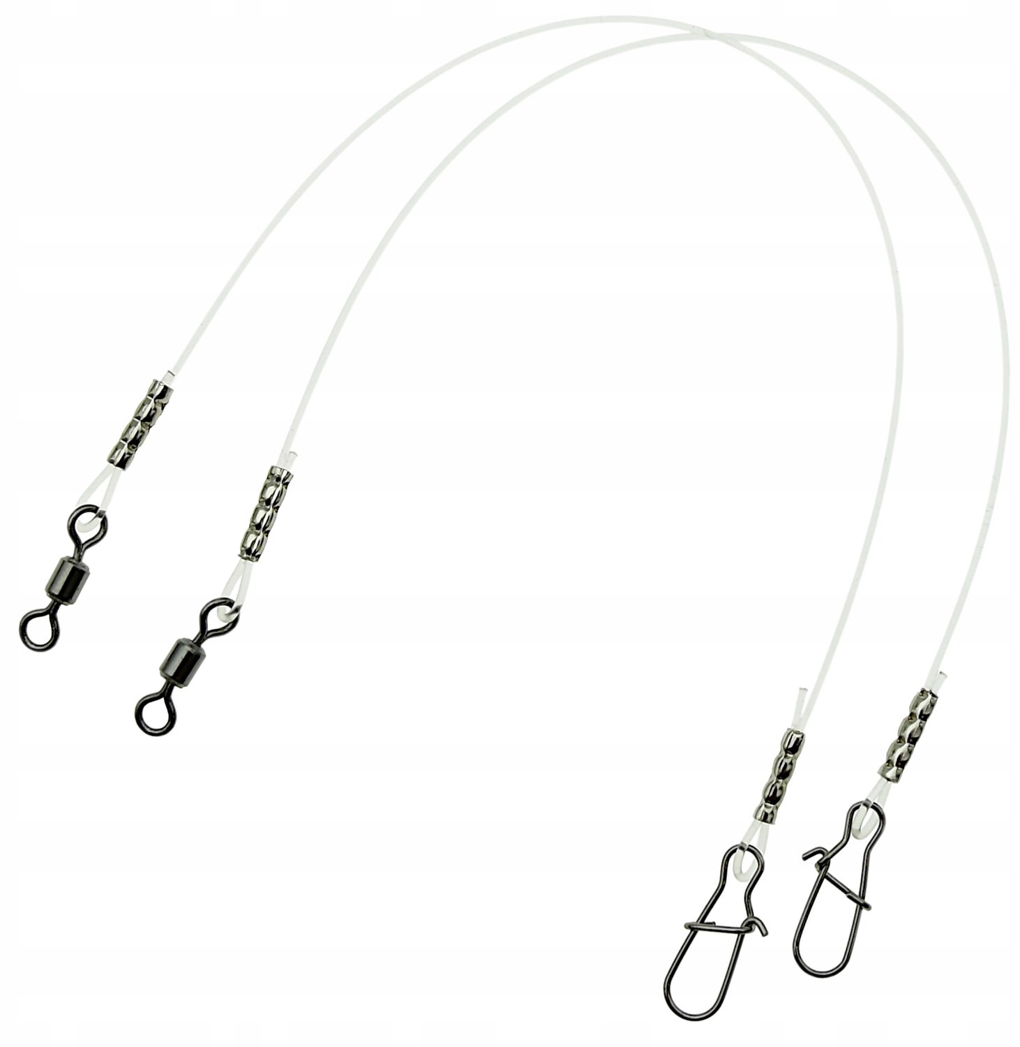 Fluorocarbon Onderlijnen 15cm 20kg - 2 stuks met clip & swivel