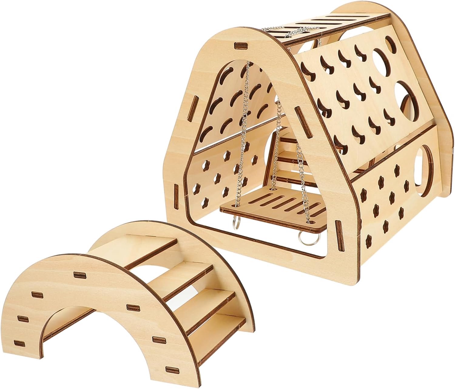 Happyyami 1 Set Houten huisspeelgoed hok kleine huisdierenschuifbrug Hamsters hamster brug speelgoed binnen met buigbare brug voor hamster speeltje voor hamster tunnel zelfbouw hamsterhuis