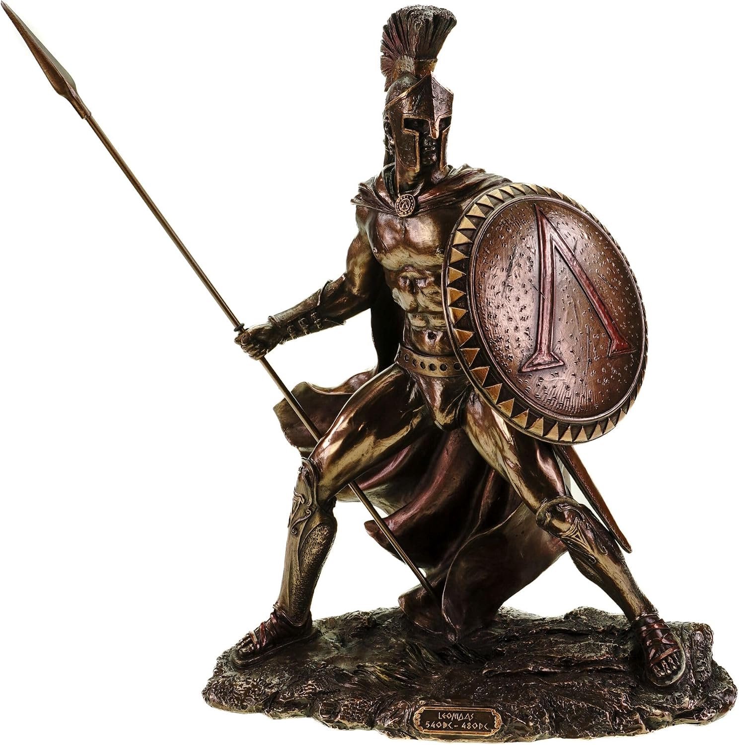 Veronese Leonidas Spartan figure with shield and spear bronze - ShopVlot