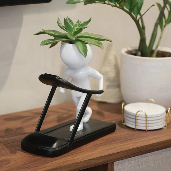 Pot in hars - 12 cm Gewichtheffen menselijke planten, gebeeldhouwde — afbeelding 5