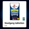 Verpakking van Lucovitaal Stoelgang tabletten met 60 tabletten en Senna. Met de slogan 'Darmfunctie'.