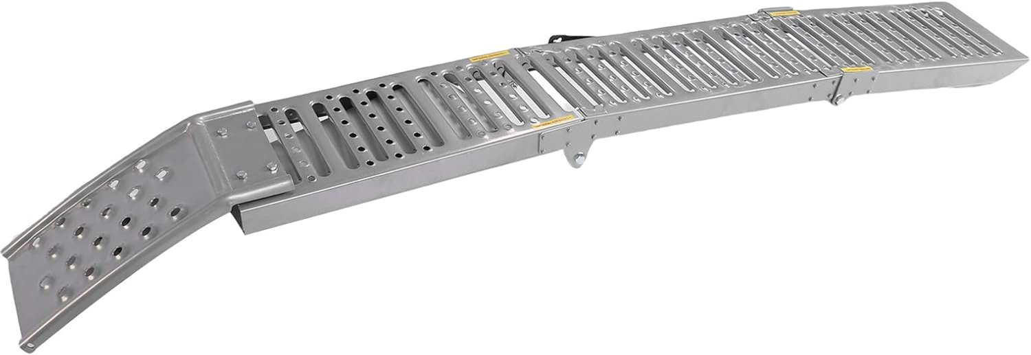 aqxreight Opvouwbare Oprijplaat voor Motorfietsen, Drievoudig Stalen Oprijplaat met Antislipoppervlak voor ATV Motorfiets Crossmotor Grasmaaier 78,7 Inch Lang 1499,49 Lbs Capaciteit
