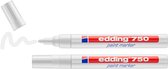 edding 750/2 lakmarker - wit 2 stuks - warmtebestendig tot 1000 °C - ronde punt 2-4 mm - verfstift voor markeren en labelen van metaal, glass, steen of plastic - permanent, veegvast en watervast