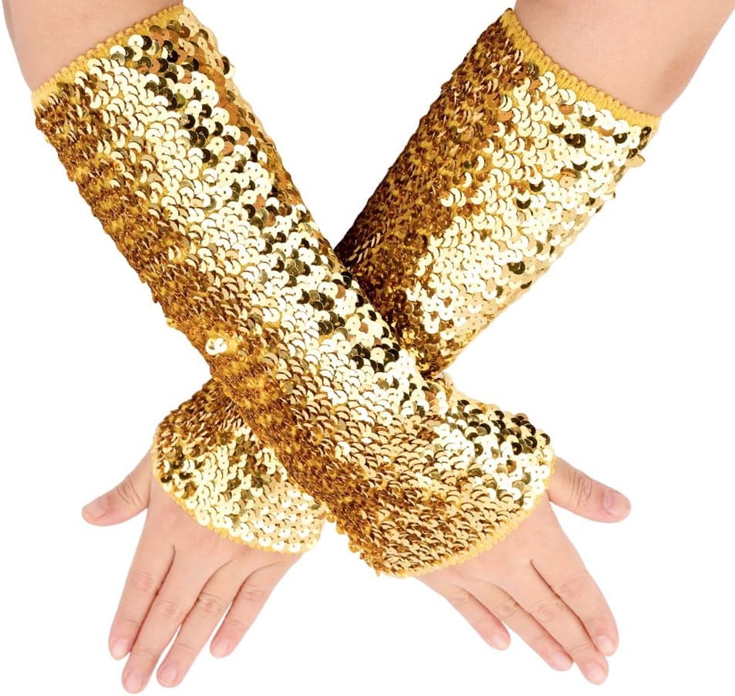 1 Paar Pailletten Vingerloze Handschoenen Glitter Elastische Arm Mouwen Sprankelende Glanzende Pailletten Overmouwen Elastische Lange Rave Handschoenen Bulk Voor Vrouwen Avondfeest Kostuum