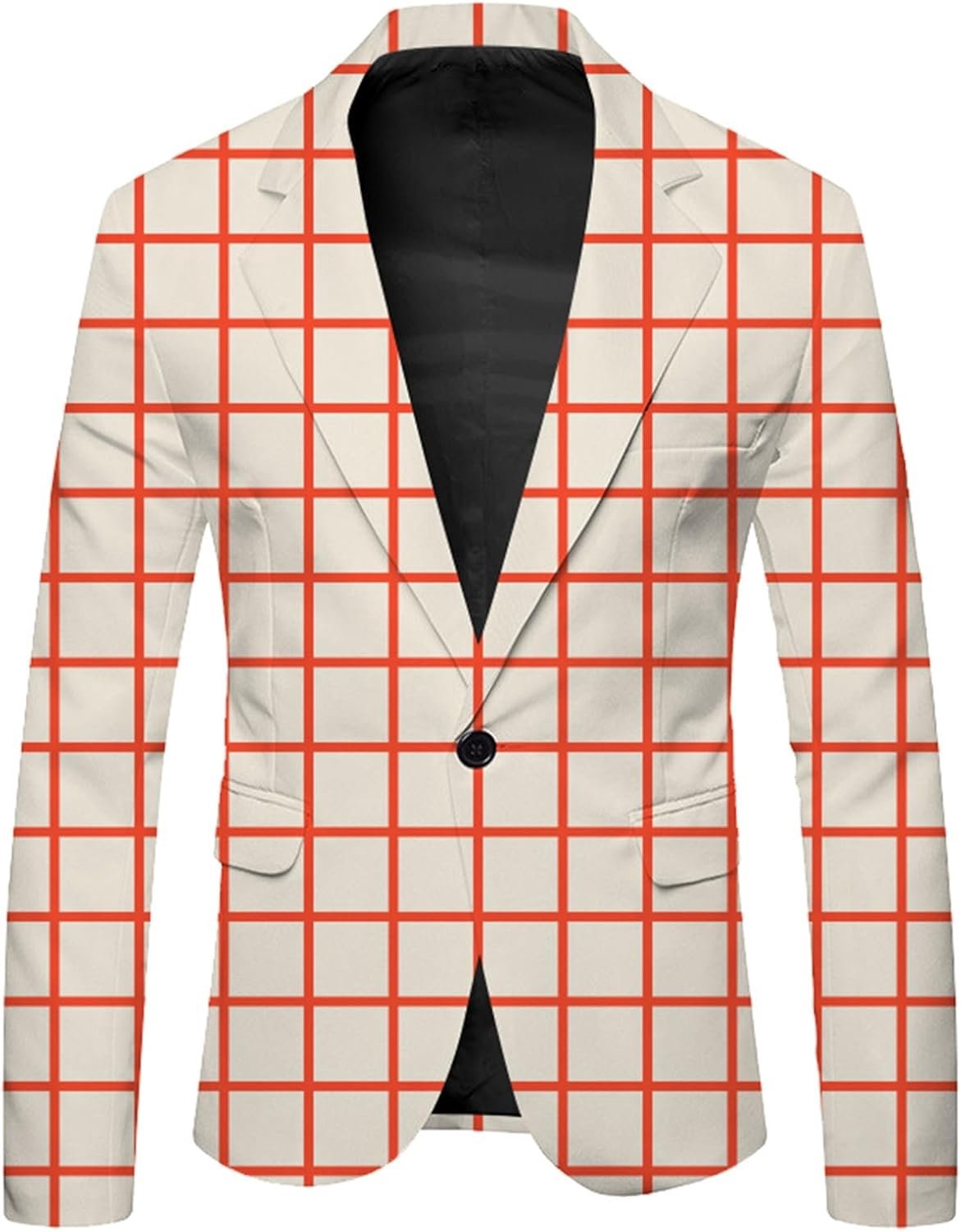 Générique Casual jas met lange mouwen voor heren, herfst en winter, met grote revers en geruite printknopen