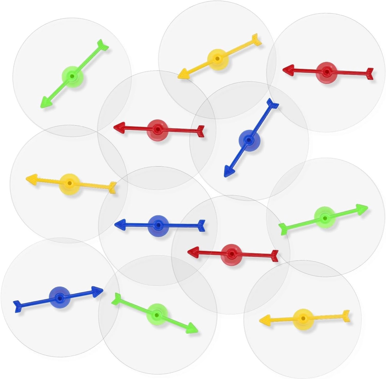 Set van 12 Lege Acryl Spinners voor Spellen met Draaipijlen - Erasable en Transparant voor Groepsactiviteiten en Educatieve Spellen