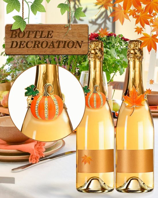 12 Stuks Servetringen Goud Pompoen Blad Herfst Tafeldecoratie — afbeelding 5