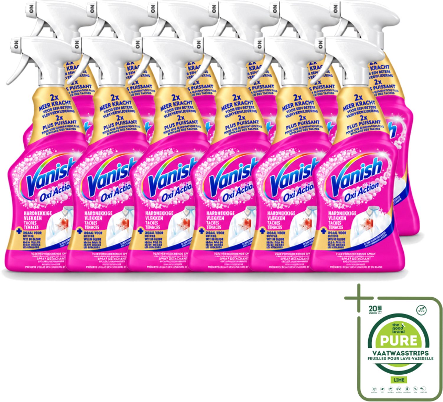 12 x Vanish – Vlekverwijderaar Spray – Hardnekkige Vlekken – 500 ml - Grootverpakking - Vaatwasstrips - Vlekkenverwijderaar - Hardnekkige Vlekken - Textiel Reinigen - Wasmiddel - Vlek Verwijderen