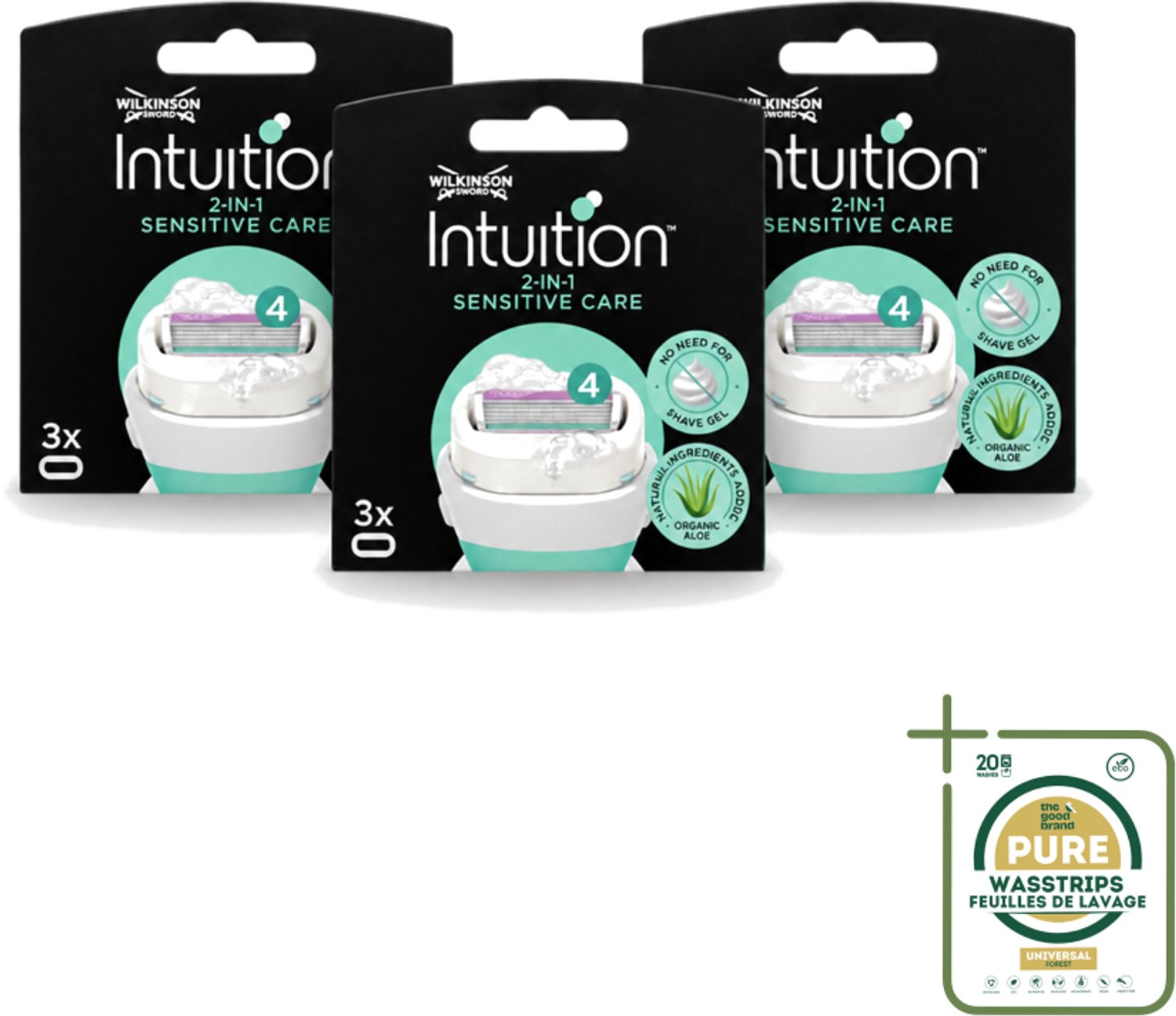 3 x Wilkinson – Scheermesjes – Intuition Dry Skin Sensitive Care – 3 Scheermesjes - Gevoelige Huid - Aloe Vera - Vitamine E - Scheermesjes - Scheerbeurt
