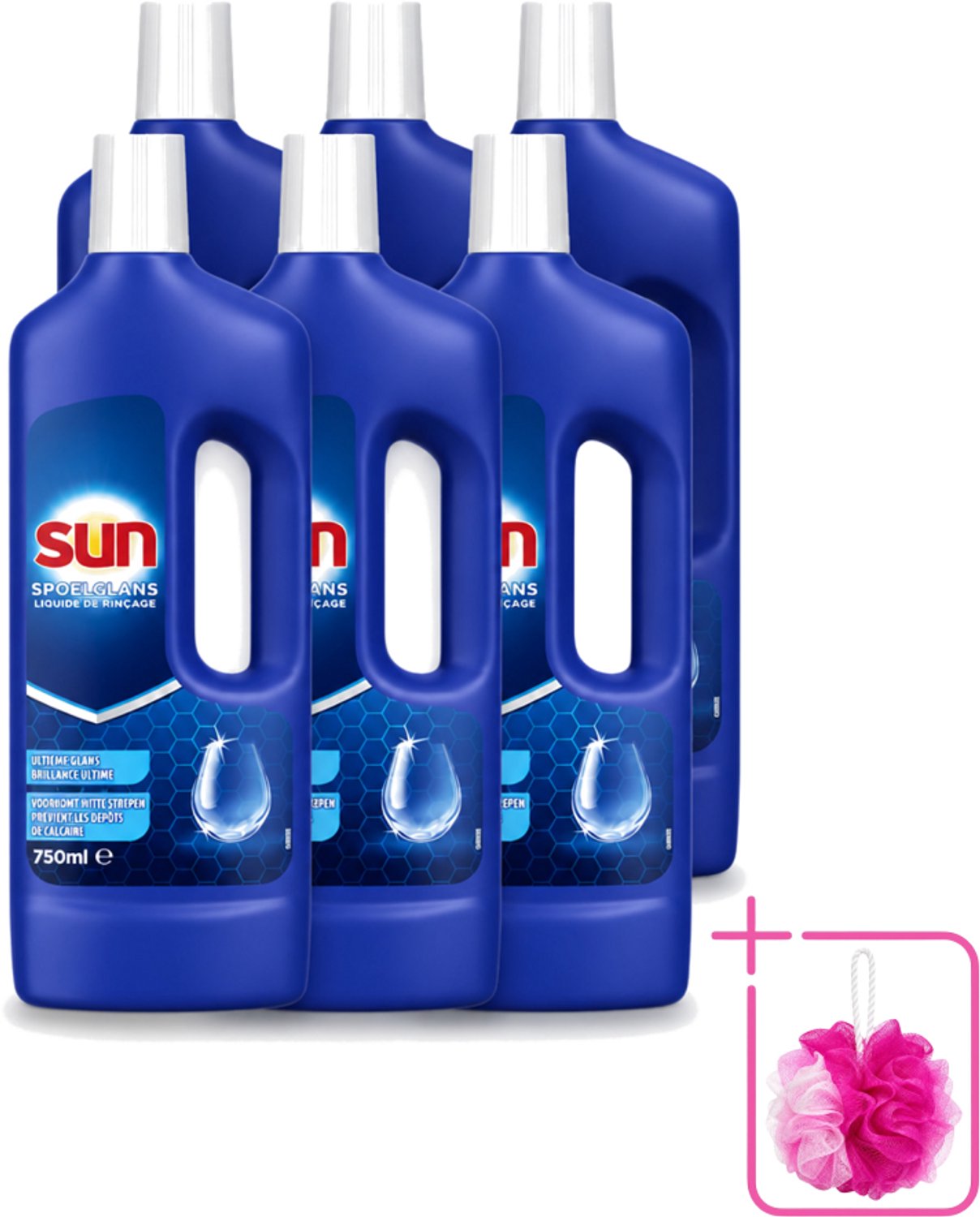 6 x Sun - Normaal - Spoelglans - 750 ml - Bulkverpakking - Vaatwas spoelglans - Douchemop - Spoelglans vaatwas