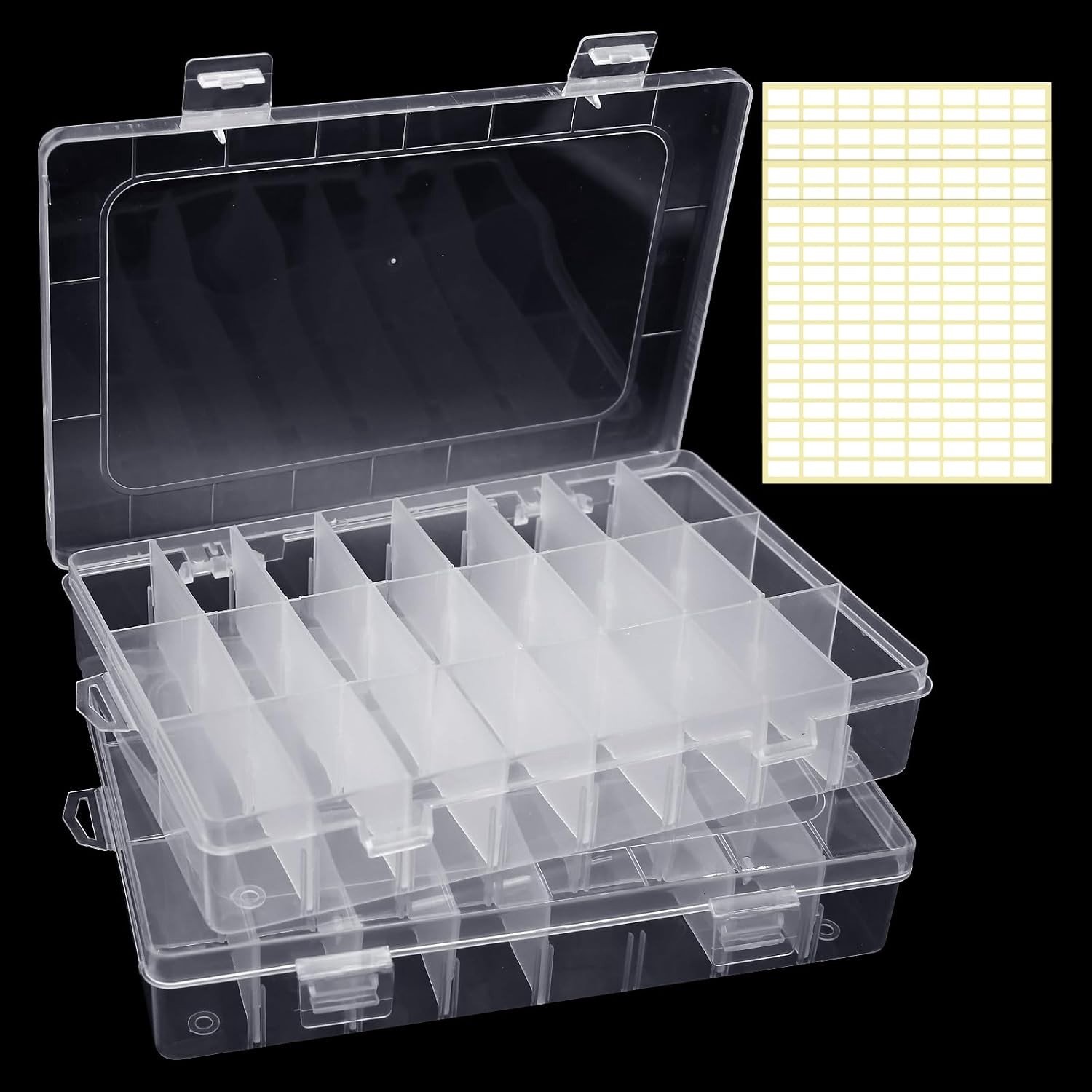 Sorting box met 24 compartimenten, verstelbare verdelers, transparante kunststof opbergdoos voor sieraden en accessoires