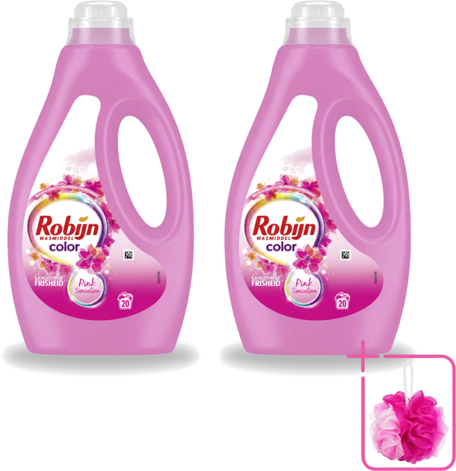 2 x Robijn – Vloeibaar Wasmiddel – Color Pink Sensation – 20 wasbeurten - Bulkverpakking - Kleurverzorging - Douchemop - Wasmiddel