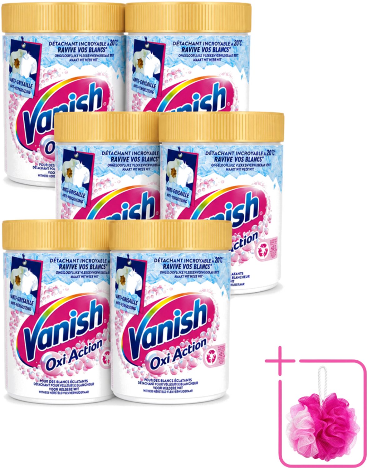 6 x Vanish – Wasbooster Poeder – Oxi Action Whitening Witte Was – 940 g - Bulkverpakking - Wasbooster - Douchemop - Witte was