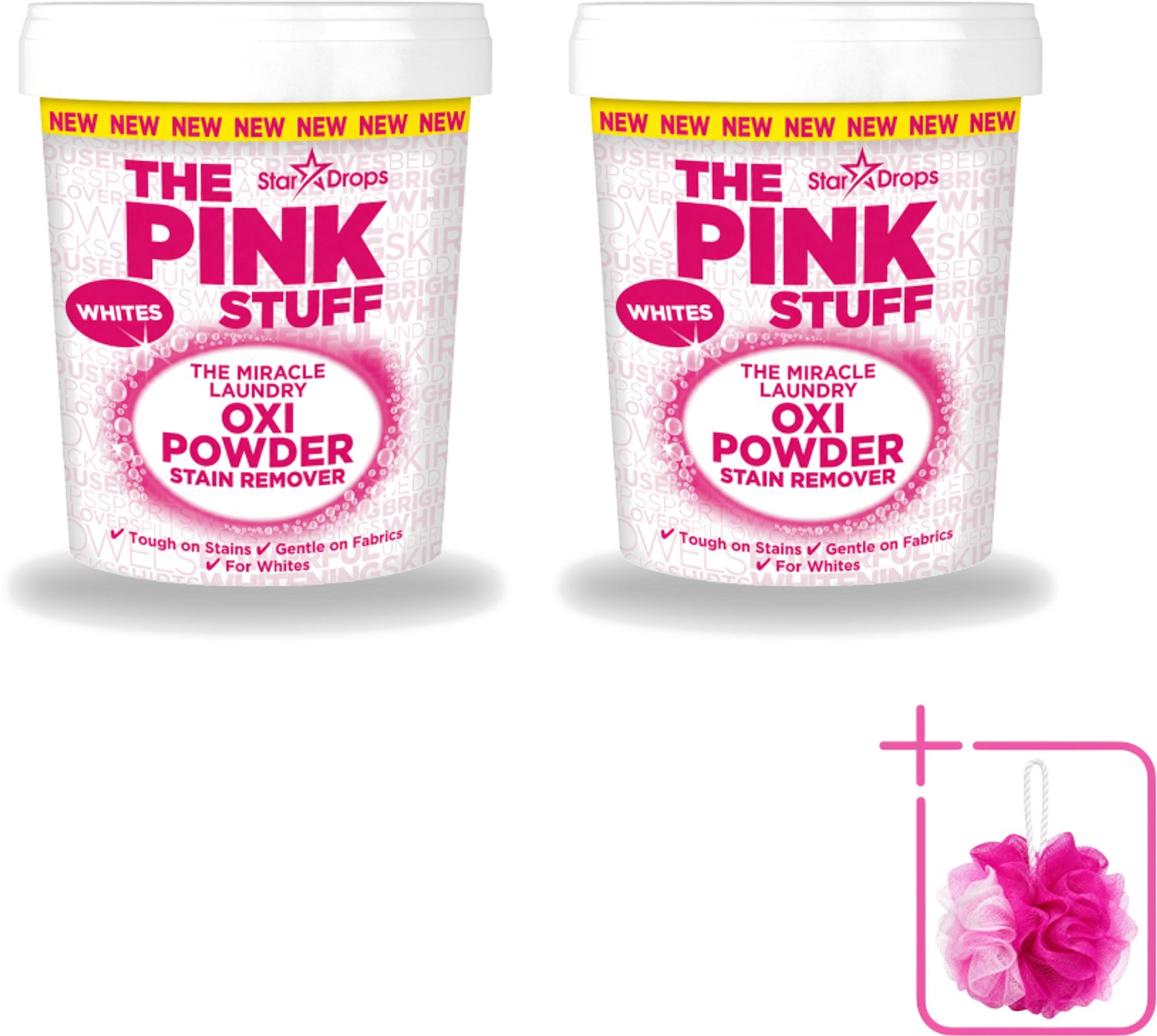 2 x The Pink Stuff - Vlekverwijderaar - Voor Witte Was - 1kg - Bulkverpakking - Vlekverwijderaar wit - Douchemop - Wasmiddel voor witte stoffen