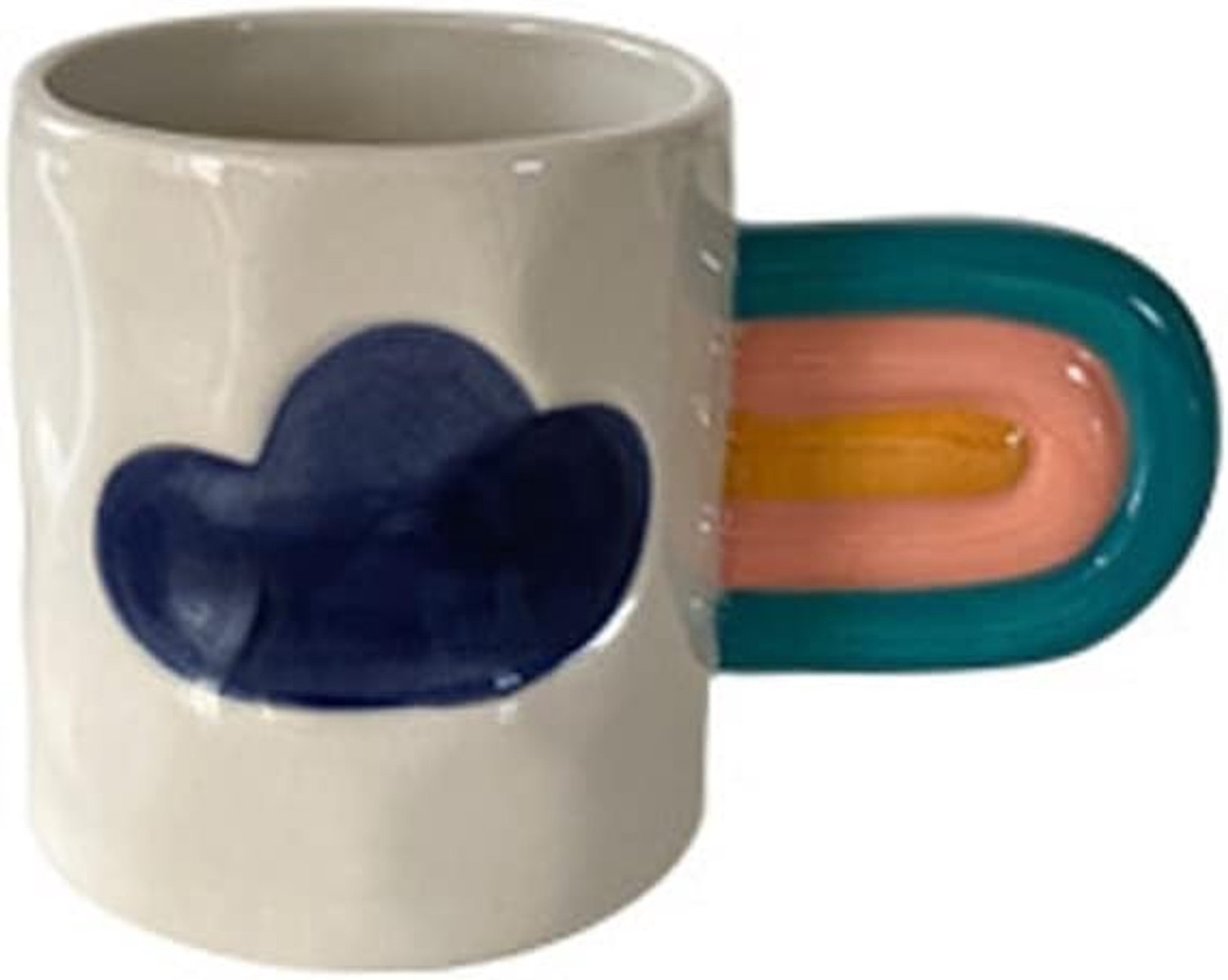 Koffiemok Koffiekopje Keramische mok Afternoon Tea Mok Swing Tea Cup Huishouden Woonkamer Melkbeker met regenbooghandvat Reis Koffiemok (Color : Rood)