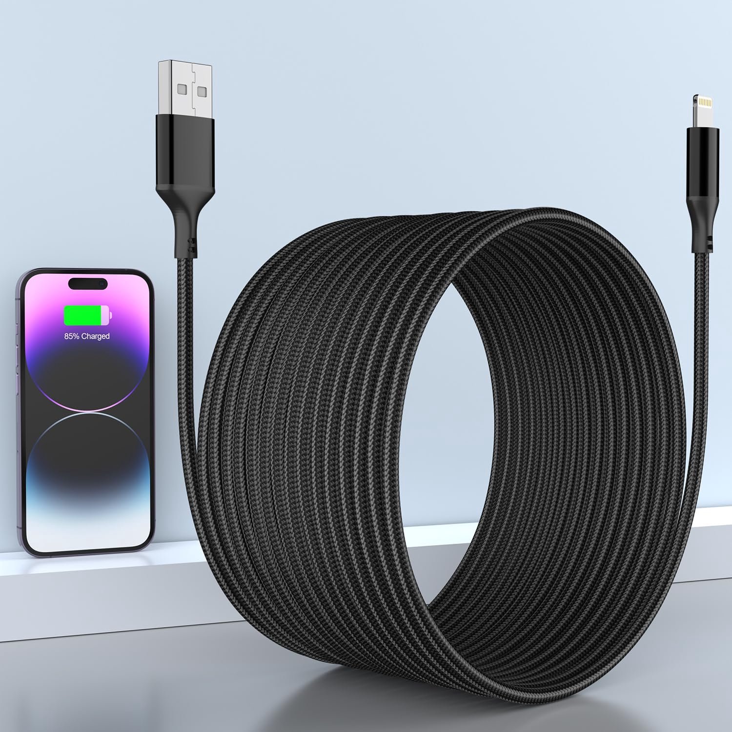 Oplaadkabel voor iPhone 5, MFi-certificering, 16 ft ultralong USB-kabel voor iPhone 14/14 Pro/13/12/11/XS/XR/X/8/7