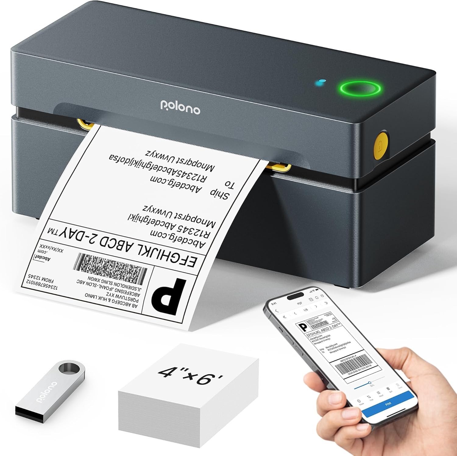 Labelprinter - Zwart - Thermische Printer voor Verzending - Voor Kleine Bedrijven