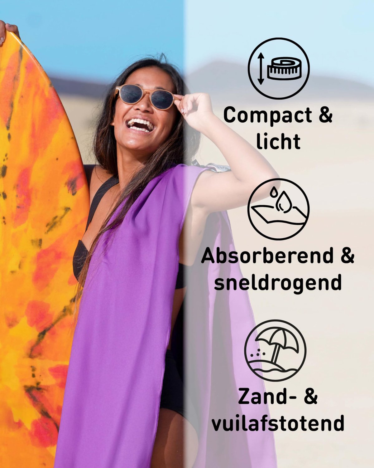 Microvezel handdoeken - compact, ultralicht & sneldrogend - Microvezel handdoek - de perfecte sporthanddoek, strandlaken en reishanddoek (70x140cm - 1