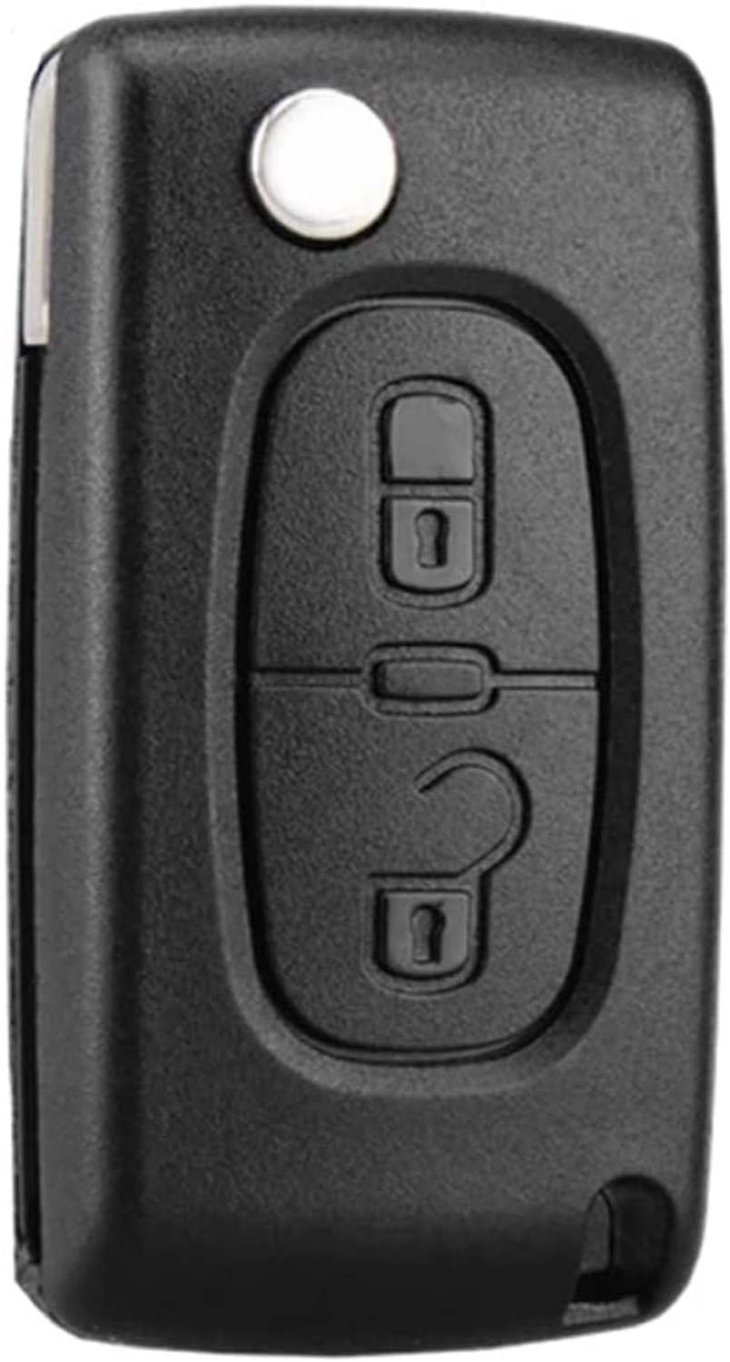 OGGIPRO 2 knoppen, compatibel, voor sleutels CE0536 met inklapsleutel, voor Peugeot 207 307 308 407 408 3008 5008 Citroen C2 C3 C4 C5 C6 C8 (2 knoppen, CE0536)