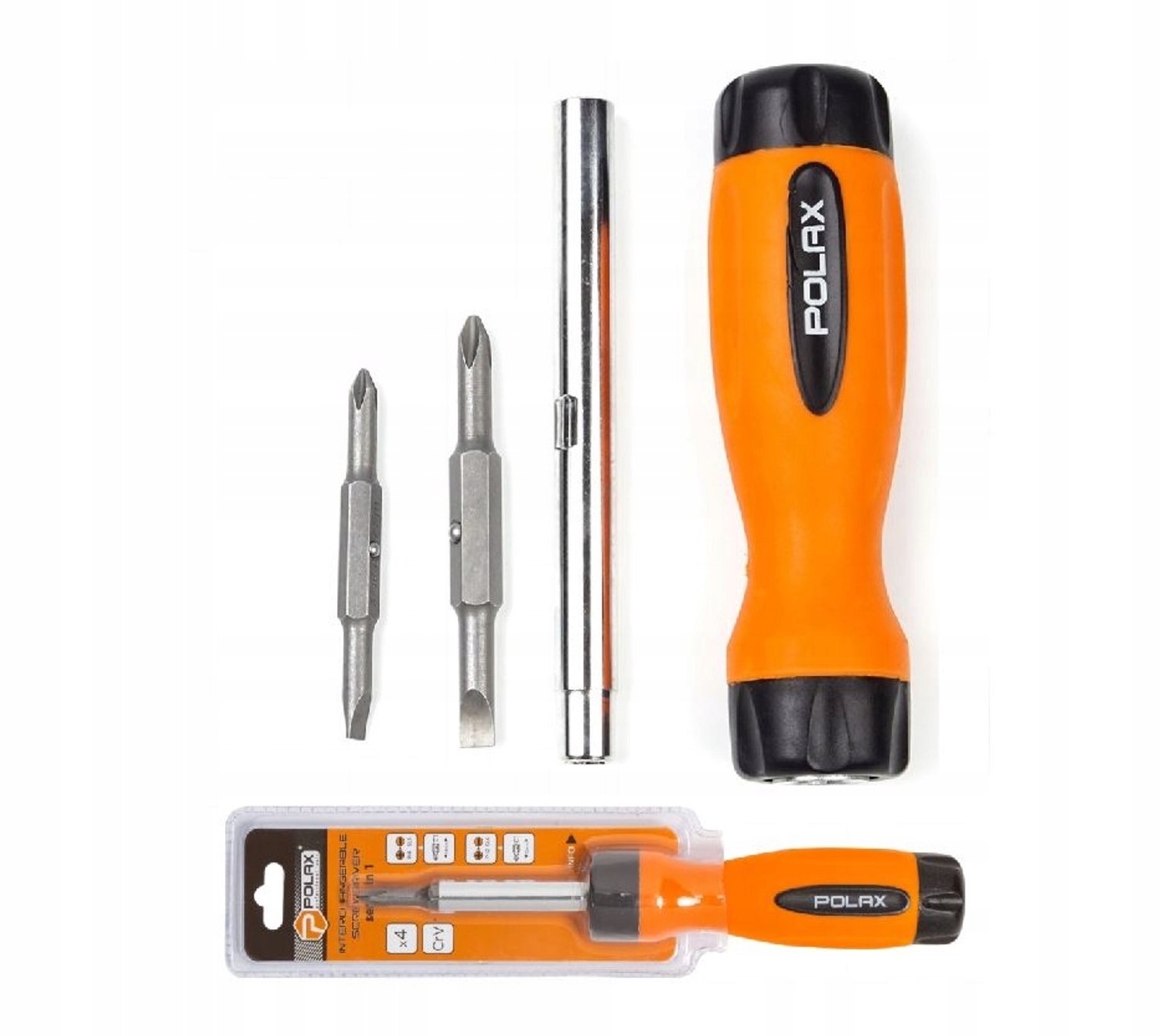 Polax Wisselbit Schroevendraaier Set CR-V 4 Delen