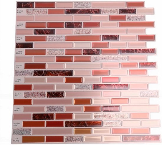 lyrlody Schil en Plak Backsplash, 10 Vellen 3D Zelfklevende Wandpanelen in PTE en PU-druppellijm, 12 X 12 Inch Gemakkelijk Gesneden Hittebestendige Tegels voor Keuken Badkamer — afbeelding 4