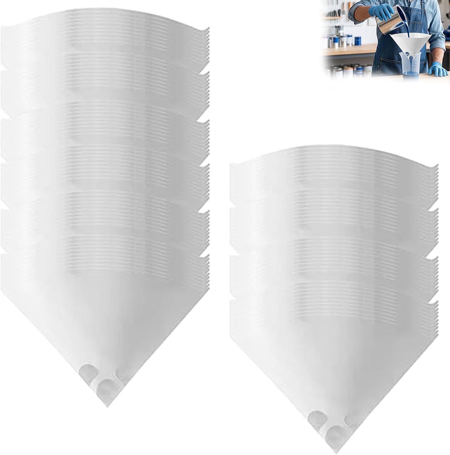 Verffilters, 100 stuks, 100 mesh, 18 × 10 cm, papier, conisch filter