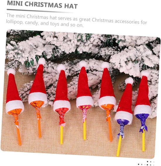 10 Stuks Miniatuur Kerstmuts Snoepverpakking Hoedjes Klassieke Santa Decoratie voor Kerstboom Feestaccessoires Compacte Xmas Ornamenten voor Snoep Wijnflessen Cadeaus — afbeelding 4