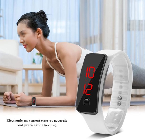 Lyrlody Multifunctioneel Digitaal Sportwaterdicht Dameshorloge, Wekker, Stappenteller met Calorieënteller, Uniseks, Wit — afbeelding 3