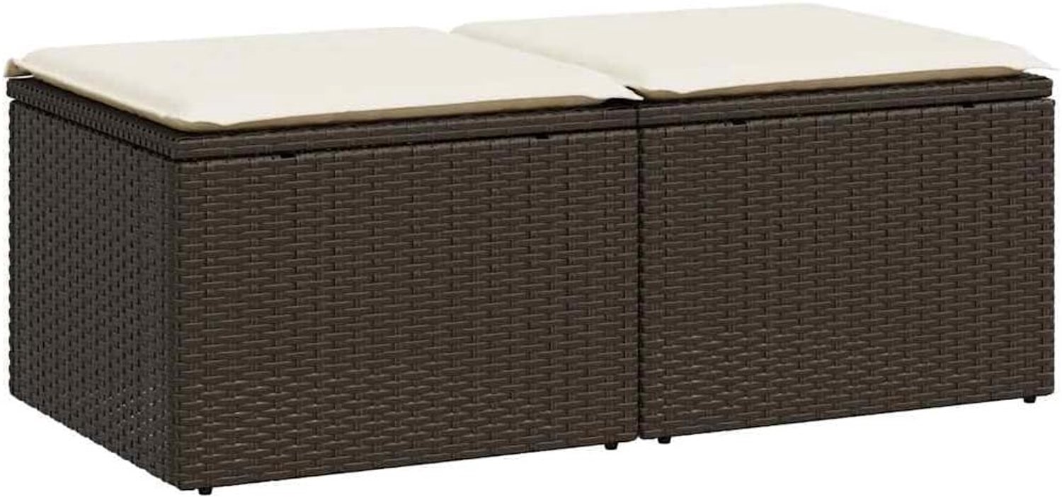 Bankset voor de tuin, kunstrotan, 2-delig, bruin