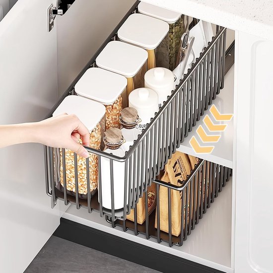 Telescopische lade keuken uittrekbare lade organizer 4 stuks — afbeelding 2