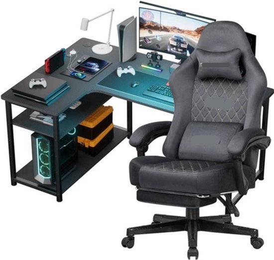 Gamestoel – Gaming Stoel – Bureaustoel – Racing Chair – Game Chair – Verstelbare Zithoogte – 360° Draaibaar Met Zwenkwielen — afbeelding 4