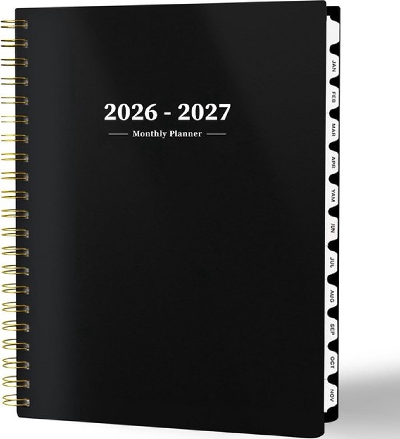 Maandplanner voor 2025-2026 - Jaaragenda en planner - Plannen maken - Waterdichte PVC-hoes - 8.5 x 11 inch - Zwart