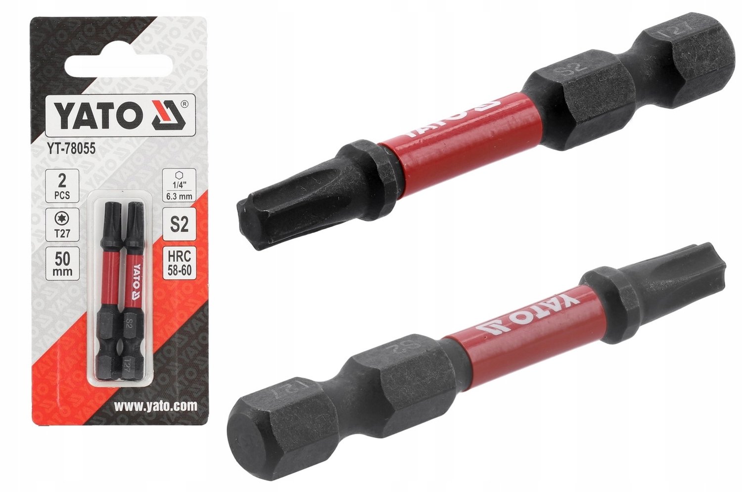 YATO Slagmoer Bits Torx T27 1/4" 50mm - 2 Stuks