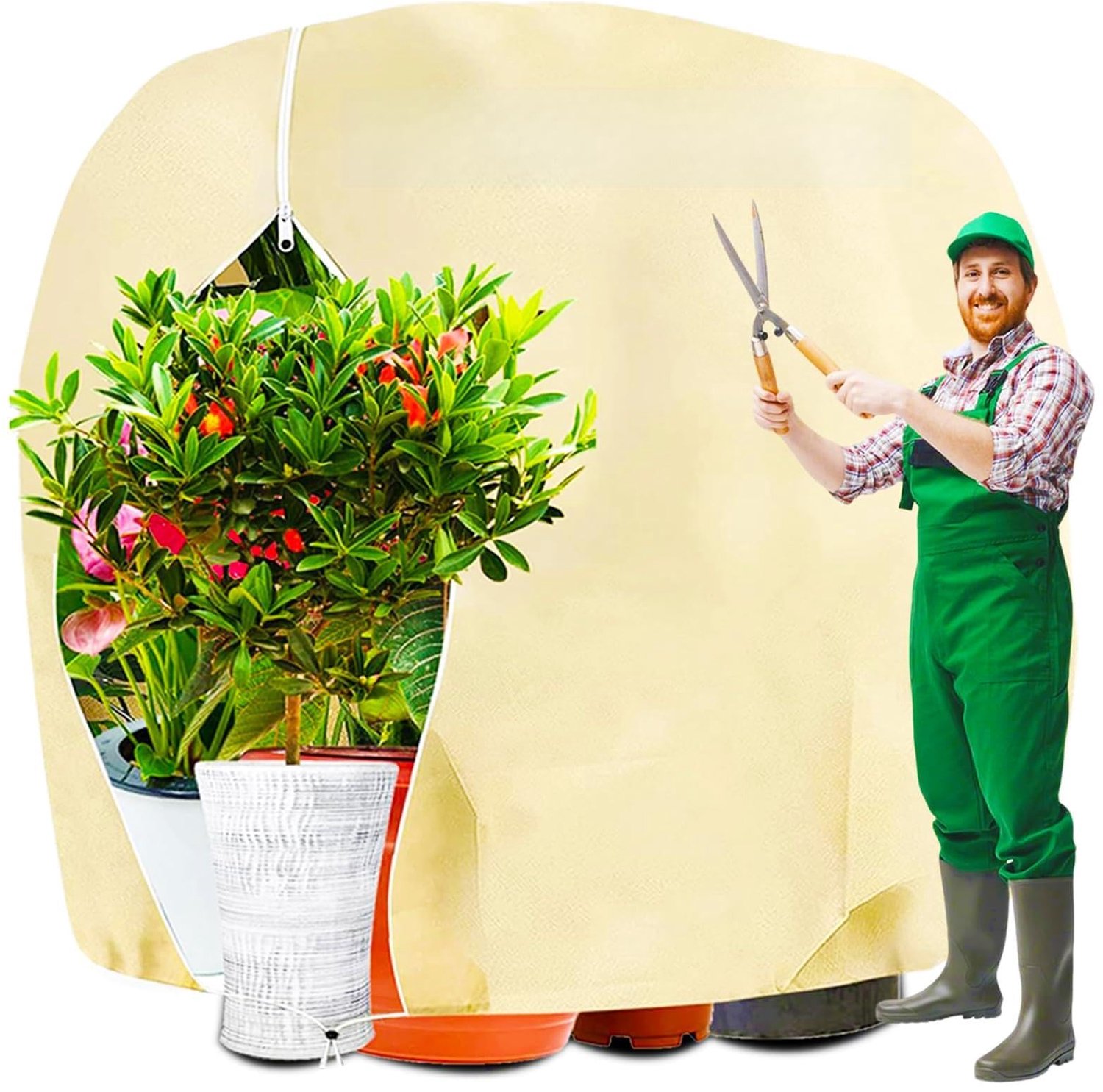 Famanu - Winterbescherming voor Planten - Beschermt planten tegen vorst - Waterdicht en ademend - Groen 1 stuk