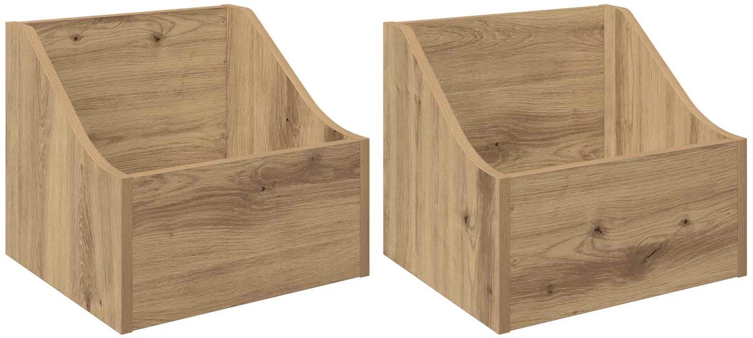 vidaXL LP - Recorddoos - 2 - st - Artisanaal - eiken - 37 - x - 33 - x - 32 - cm Artisanaal eiken