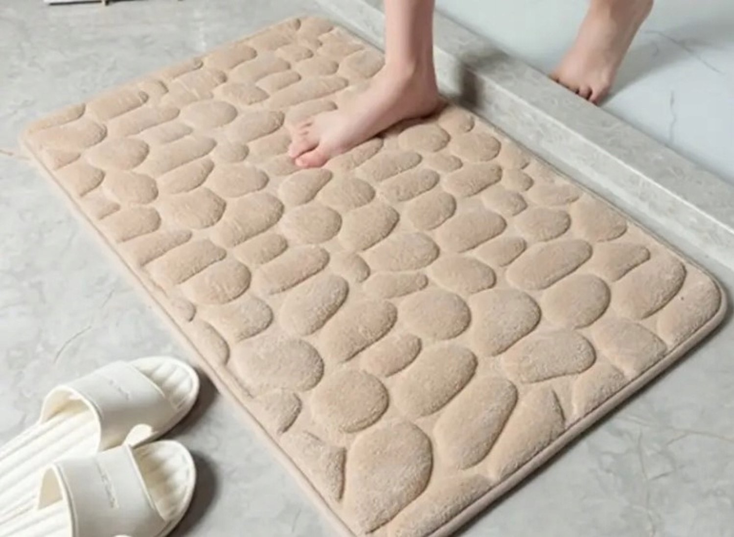 3D Badkamermat 50x120cm Antislip Sneldrogend - Beige