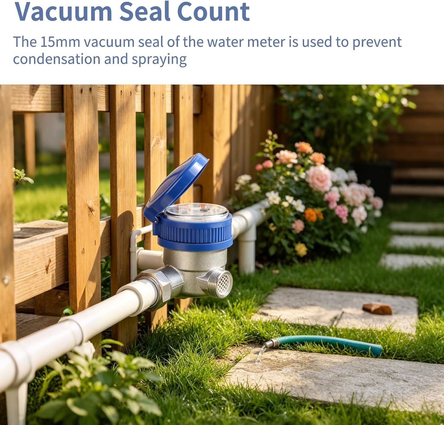 Kubieke watermeter 1/2 inch met accessoires voor nauwkeurige slangstroommeting in tuin en huis
