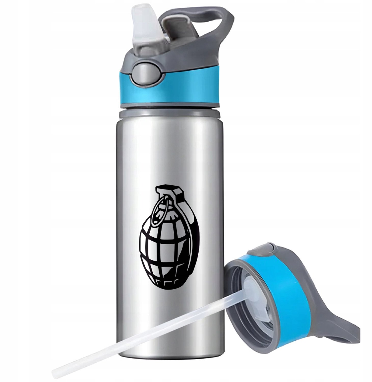 Aluminium Sport Bidon 650ml met Rietje en Handvat