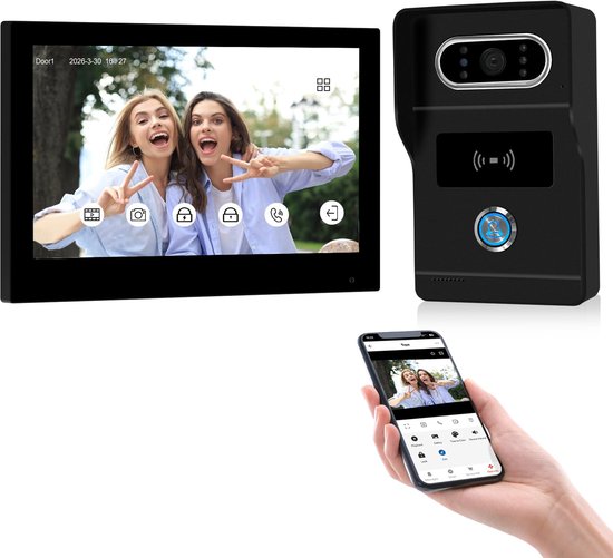 Video Deurintercom 7 Inch - 1080p Resolutie - Bekabeld - Zwart - Met Nachtzicht - Voor Buiten — afbeelding 2
