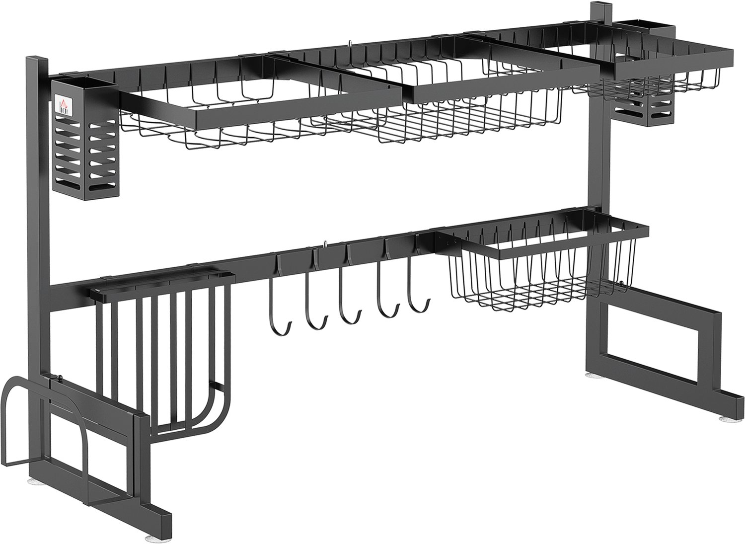 HOMCOM Serviesrek - Metaal - 93x30x52,5cm - Zwart