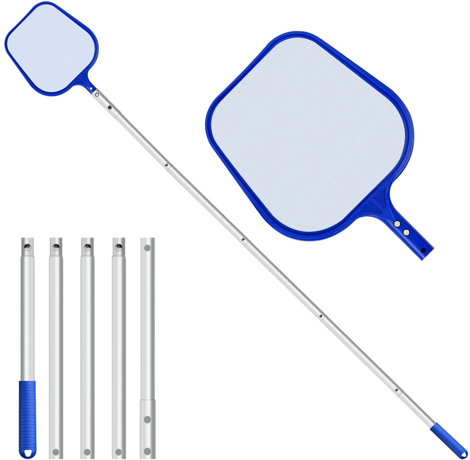 Famanu - Vijvernet 204cm - Verwijdert eenvoudig bladeren en algen - Stevige aluminium legering met nylon net - Zilver 1 stuk